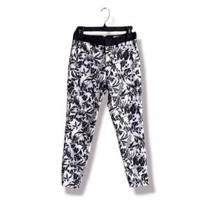 Rope Picnic Floral Black & White Casual Pants Stretchy XS/S